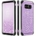 Note 8 Case, Galaxy Note 8 Case, BENTOBEN 2 In 1 Glitter Sparkle Bling Hybrid Hard Covers with Shiny Faux Leather Chrome Shockproof Bumper Protective Case for Samsung Galaxy Note 8 (6.3 inch) Purple