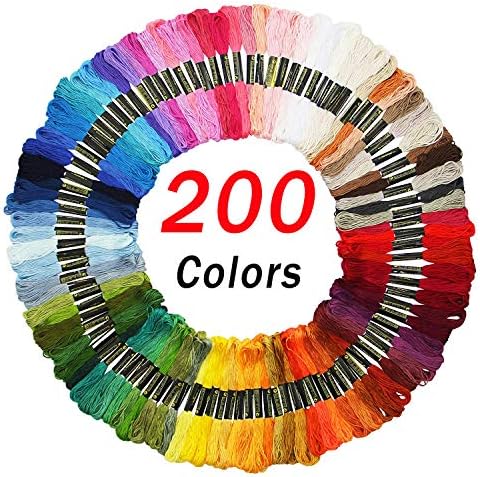Embroidery Floss Friendship Bracelet String Cross Stitch Threads with DMC Color Numbers, 6 Strands 8.75 Yard (200 skeins)