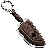 WelaDawn Metal Key Fob Cover, Aluminum Alloy Protective Case Compatible for BMW 1 3 5 7 Series 530 F48 X1 X2 X3 X4 X5 X6 (A Style)