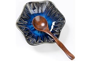 Homesthetix Lotus Leaf Shape Spoon Rest for Stove Top, 5.5 Inches Ceramic Spoon Holder for Kitchen Counter, Cute Coffee Spoon Rest Cooking Utensils Holder, Navy Blue Kitchen Decor