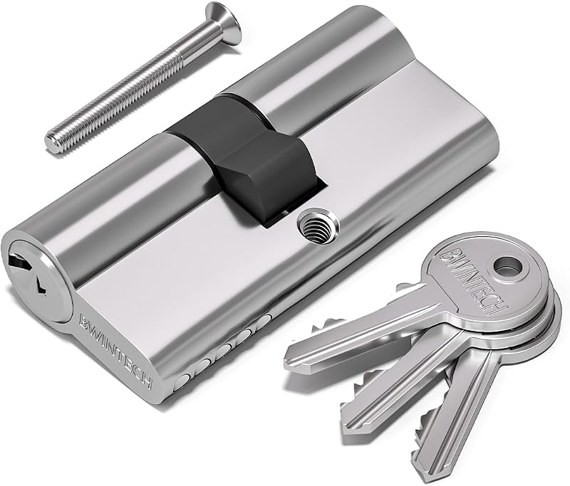Bwintech 70mm Chrome Euro Cylinder Lock with 3 Keys Anti Pick Drilling