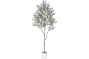 SCHENKERO Fake Olive Tree - Realistic Lifelike Leaves Artificial Tree, Low Maintenance Faux Plant for Indoor Outdoor Home Liv
