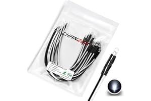 Chanzon 20 pcs Pre-Wired 3mm White LED Diode Lights (Clear Round Transparent Lens DC 12V) with 560 ohms 1/4W Resistor and 24awg Wire Indicator Light Emitting Diodes Lighting Bulb Lamp