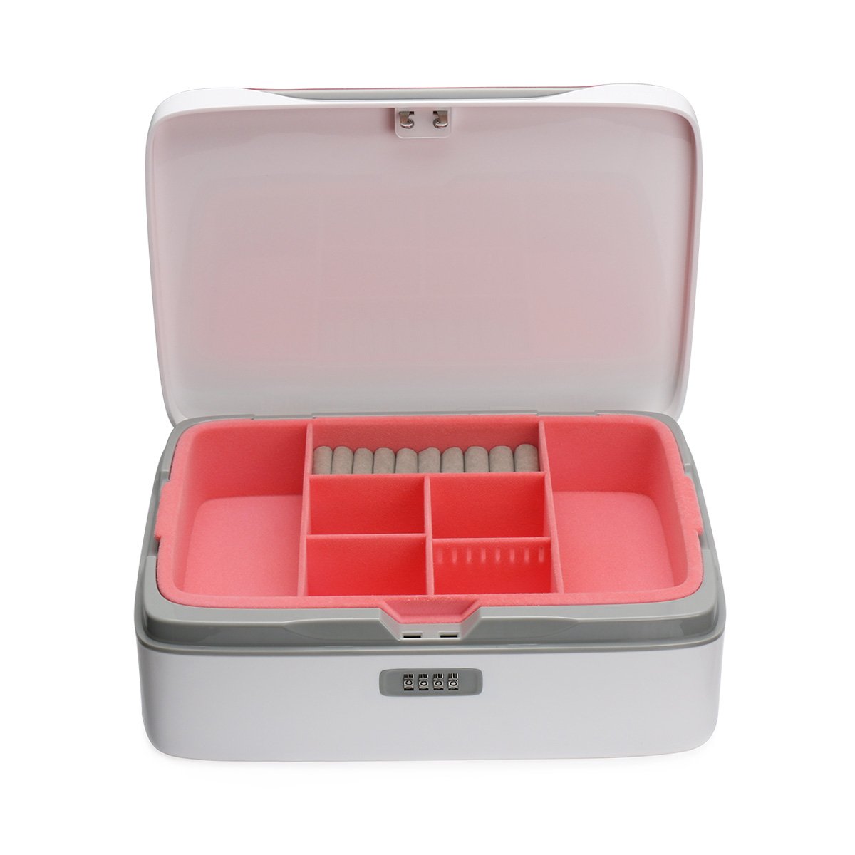 Jewellery Box Organizer Locable Storage Case Drawer 2 Layers Holder Cabinet Combination Necklace Earrings Expensive Display Cases,Blue (Red)