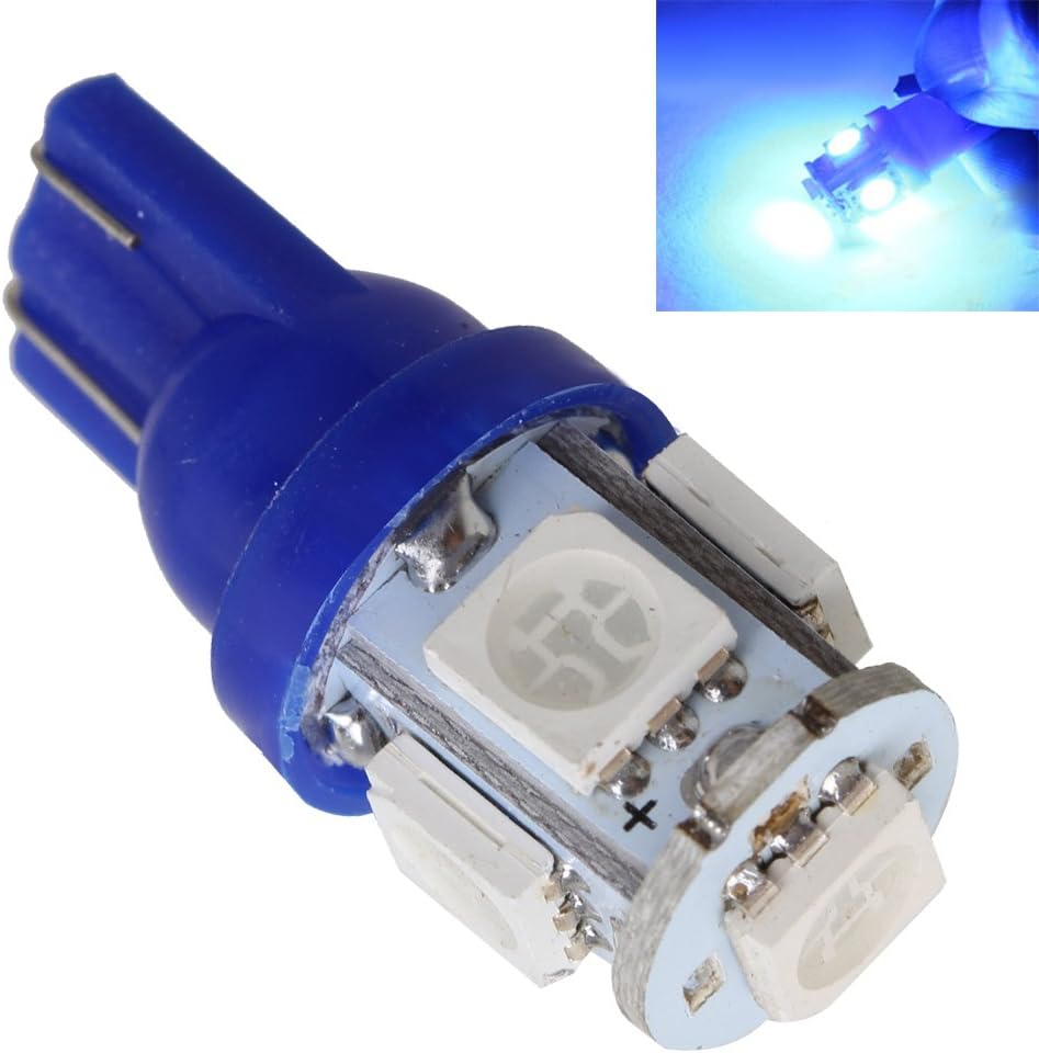 Car Side Wedge 5SMD Bulbs W5W Blue Bulbs Pack of 10