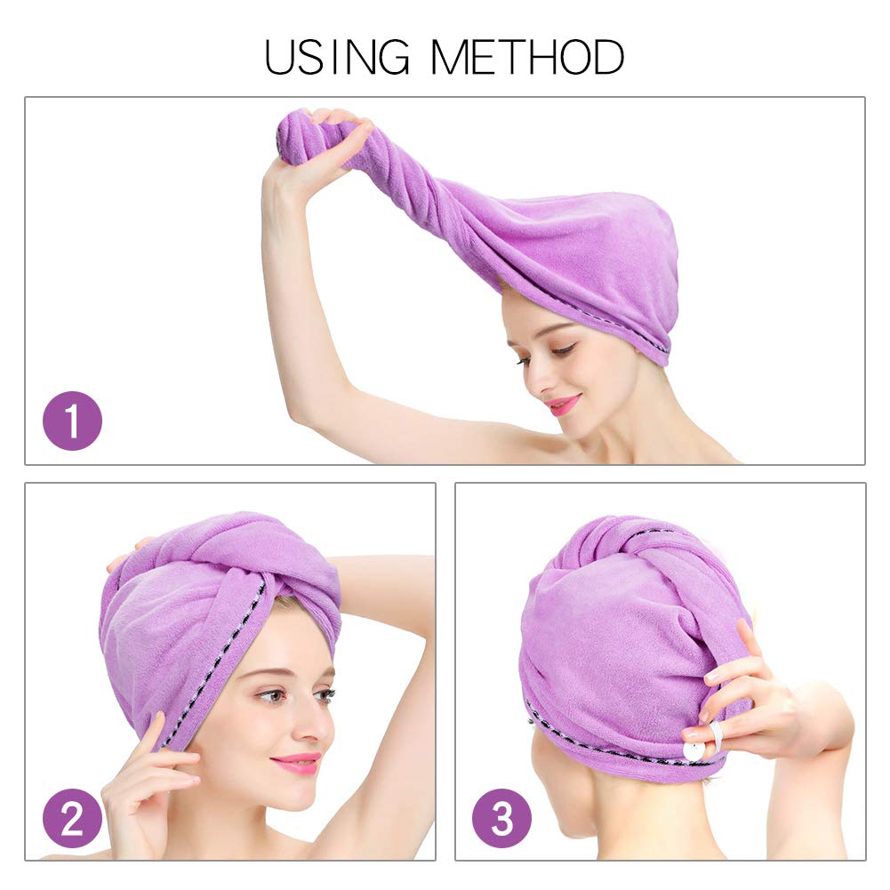Turbie Twist Hair Towel Wrap Head Towel With Button 2 Pack Anti