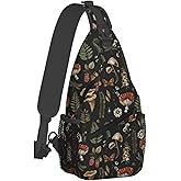 YOZIRIBO Crossbody Sling Bag for Women Men, Sling Backpack Chest Daypack Cross Body Bag Shoulder Bag for Hiking Running Sports Travel (Mushroom)
