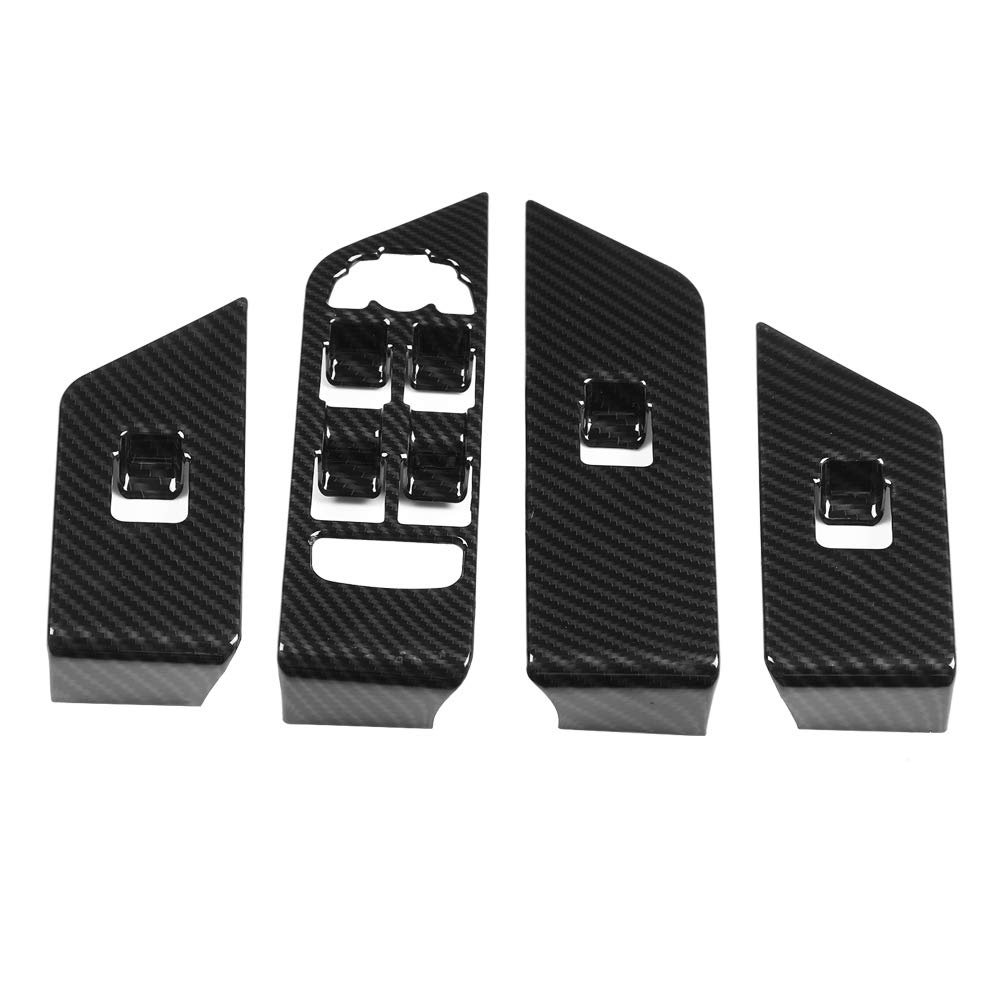 Window Lift Button Cover, 4Pcs Carbon Fiber Window Lift Button Cover Trim Frame for 12-17