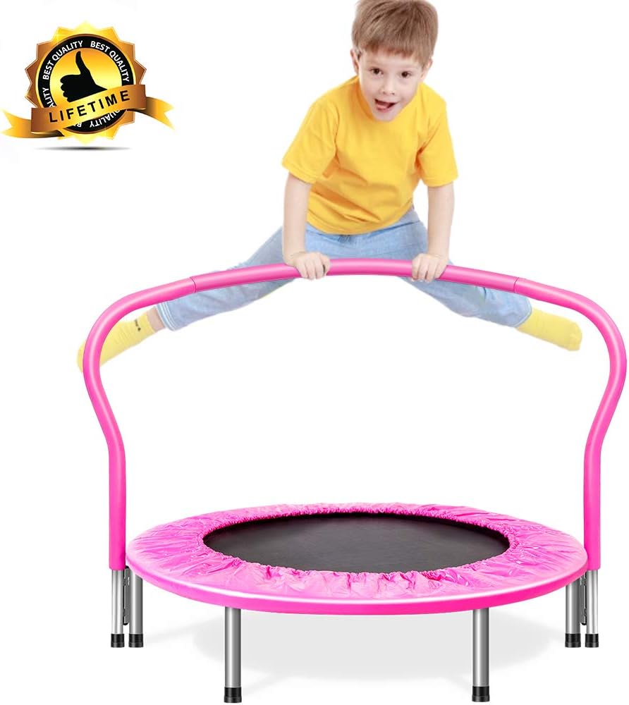 Shizzz, Kids Trampoline, Fitness Trampoline 36,38,45 inch with Safety Pad, Stable & Quiet Exercise Rebounder for Kids Adults Indoor/Garden Workout Max 180LBS