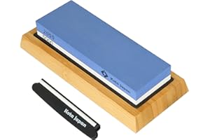 Kota Japan Combination Dual Sided 2000-5000 Grit Diamond Knife Sharpener Whetstone Set for Coarse Sharpening & Fine Polishing. Water Stone Kit | Adjustable Bamboo Holder Base | Precision Blade Guide