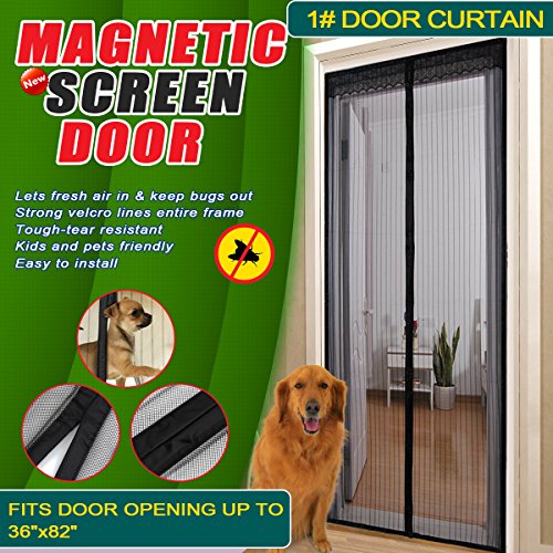 Magic Mesh Hands-Free Screen Door Curtain,Full Frame Velcro and 26 Strong Magnet,Fits Door Up To 34