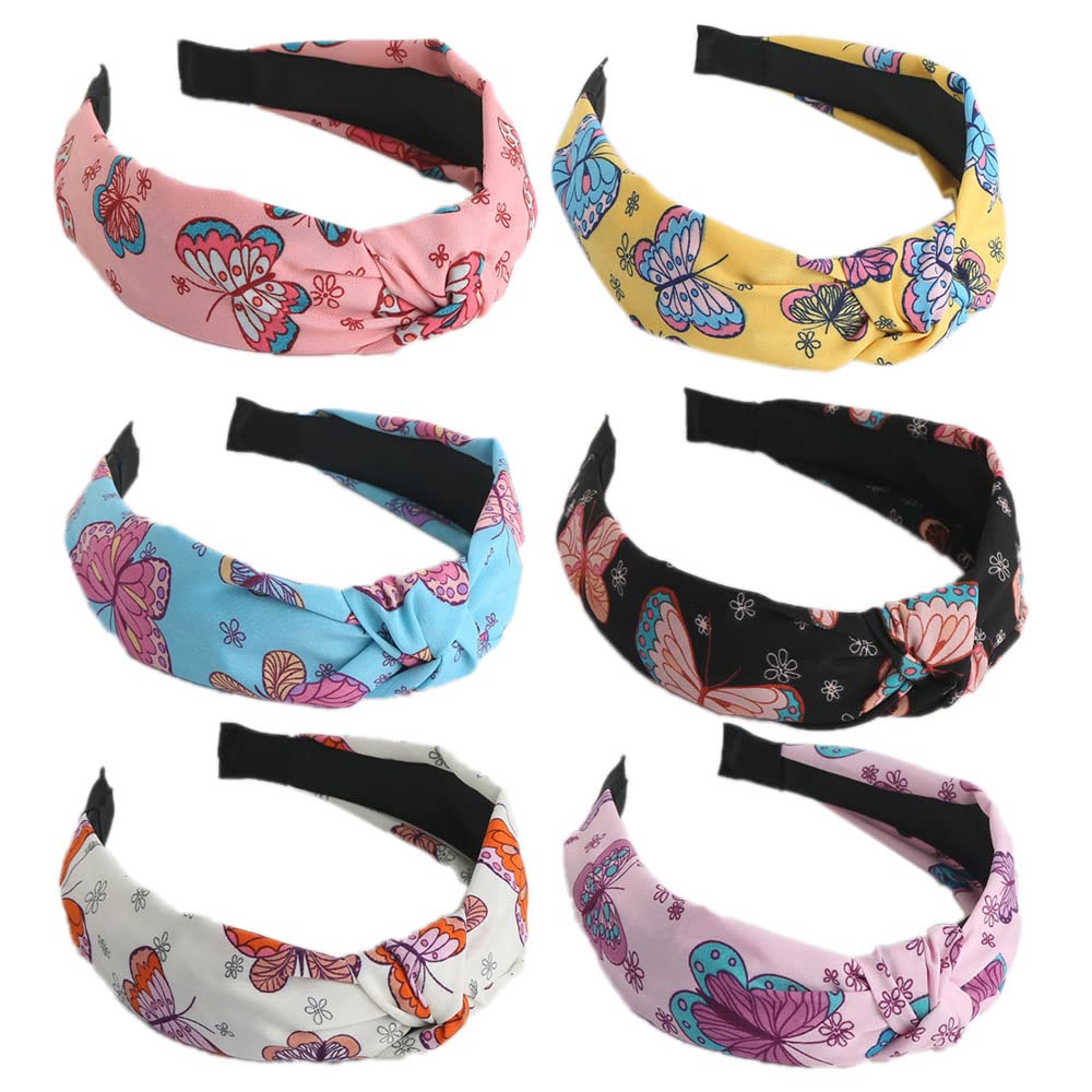 Headbands for Women's Hair Flower Printed Fabric Hair Band Elastic Knot Head band Hair Accessories for Women Girl (6Butterfly) — image 1