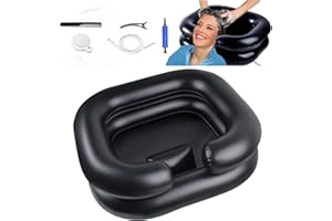 LJRUN Portable Inflatable Shampoo Basin, Comfortable Hair Washing Basin for Elderly, Disabled, Pregnant Women and Children,Reusable Multifunctional Wash Basin.（Black）