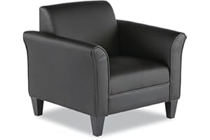 Alera ALE Reception Lounge Series Club Chair, Black/Black Leather