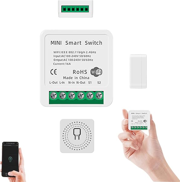 BAHER 10A Mini WiFi Smart Switch Tuya Remote WiFi Switch Mdulo para Domtica Inteligente Funcin de Temporizador Control de Voz Funciona con Alexa Google Home