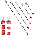 5 Pack Airless Paint Sprayer Tip Extension Pole Multi-Sizes Extension Rod,Airless Painting Spray Gun Tip Extension Pole Rod with Red Guard (7.8in+11.81in+19.09in+29.13in+38.77in)