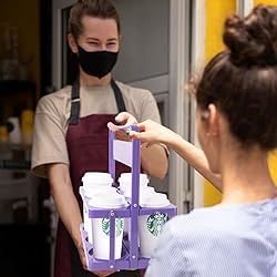 Bodaon 6 Cup Drink Carrier with Handle, Plastic Cup