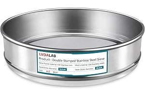 LVDALAB 304 Stainless Steel Mesh Lab Sieve, 40 Mesh (0.45mm) Aperture Test Sieve, 7.9Inch(20cm) Diameter Economy Standard Analysis Sample Test Sieves for Industrial Laboratory Homes