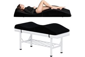 HOLAINAIL Foldable Curvy Lash Bed Topper 70"x28", Ergonomic Foam Pad Massage Table Cushion with Plush Washable Removable Cover, Non-Slip Esthetician Topper for Salon, Spa, Waxing, Eyelash, Tattoo, Facial Black