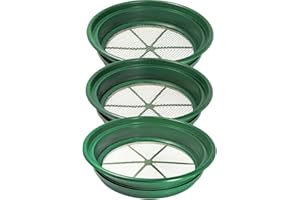 DRAGONXT 3 Piece 13 1/4 Inch Stackable Classifier Gold Sifting Prospecting Set with 1/4", 1/8" and 1/12" Sifter Pans - Fits on 5 Gallon Bucket