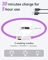 Joytale Light Up Dog Collar Purple LED Rechargeable 70cm Size Adjustable view 4
