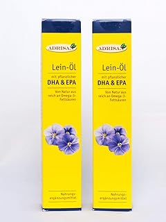 frisches Leinöl mit DHA+EPA 2er Pack 2x250ml mit Dosierer | natives Speiseöl aus 1. Kaltpressung
