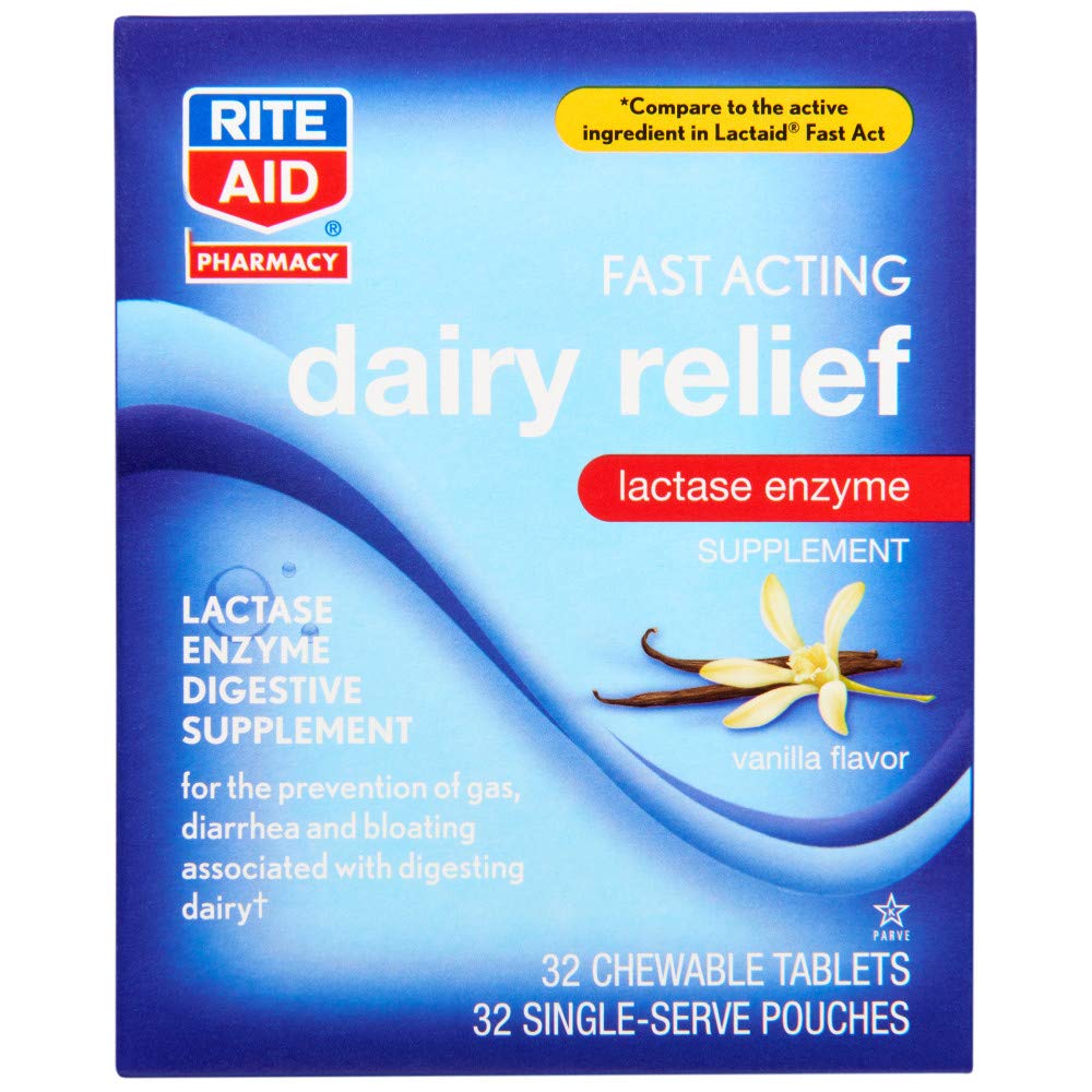 Rite Aid Fast Acting Dairy Relief Chewable Tablets, Vanilla Flavor 32