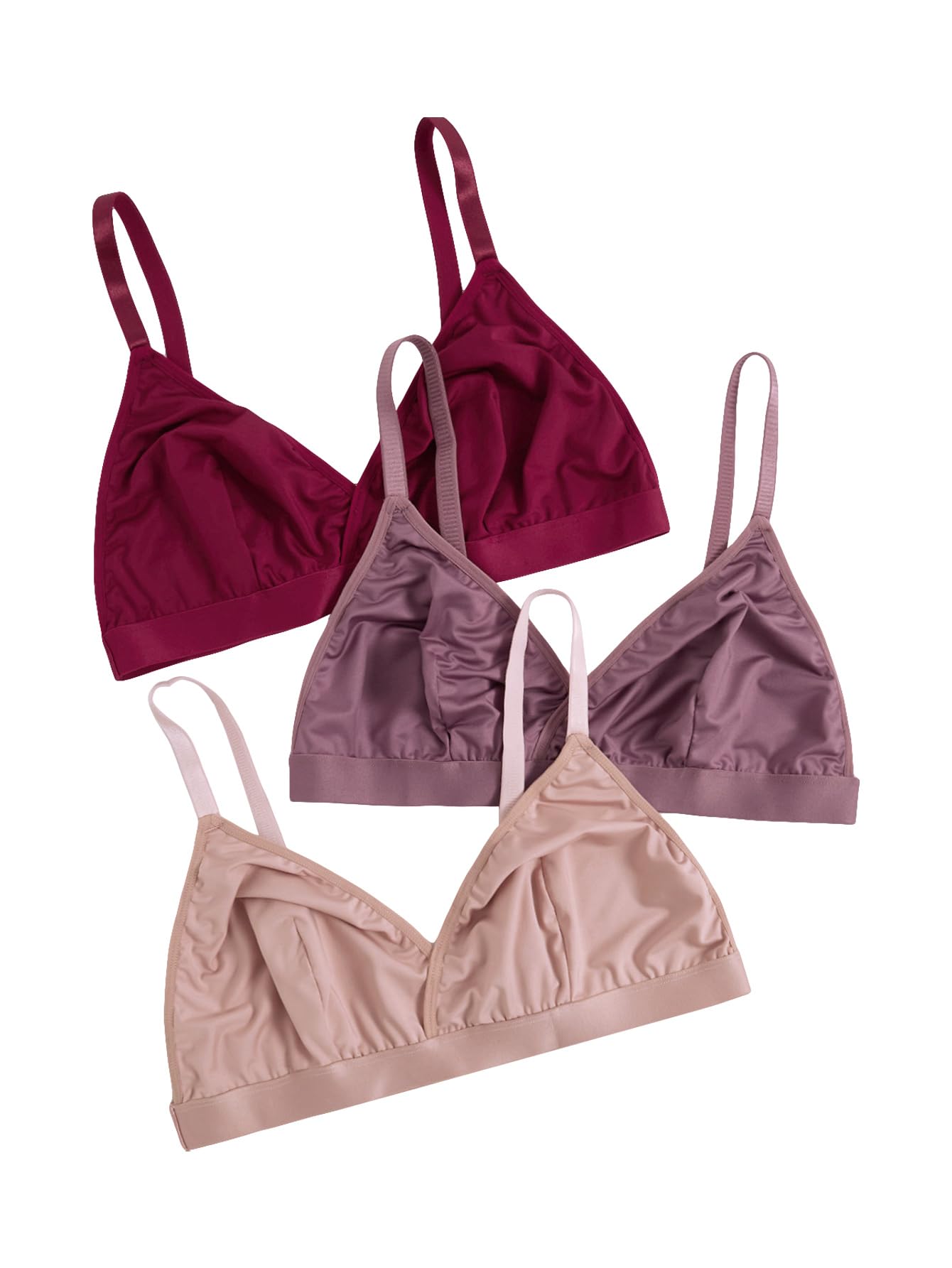 Photo 1 of WDIRARA Women's Plus Size 3 Pieces Bralettes Set V Neck Crop Cami Top Bra Red & Pink XX-Large Plus