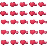 Valentine's Day Mini Heart Hair Clips for Women Girls, Rose-red Shaped Duckbill Clip Hairpin Barrettes Decorative Alligator Styling Cute Aesthetic Accessories (Rose -red 24PCS)