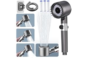 Ion Drops Shower Head - Removes Chlorine, High Pressure Shower Heads with 60 Inch Hose and Holder- Clean Tub & Pet, 4 Spray M