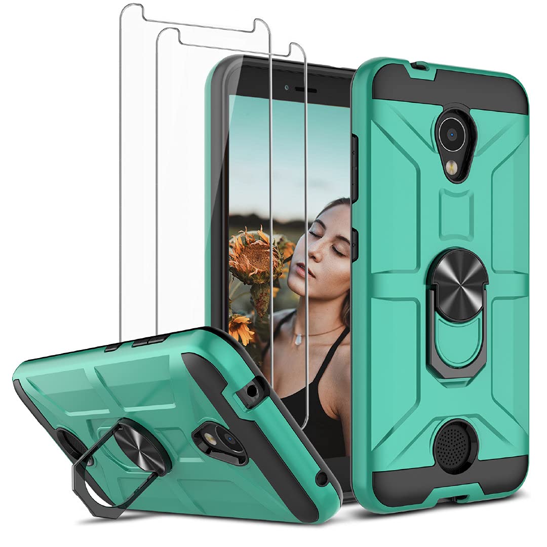 Photo 1 of Jeylly Case for Coolpad Legacy S, 360 Full Body Coverage [Military Grade] Shock Resistant Slim Stand Kickstand Magnetic Ring with Screen Protector Protective Case for Coolpad Legacy SR, Turquoise