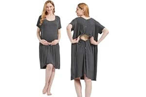 Mama & Wish Labor and Delivery Gown 3 in 1 Labor, Delivery and Nursing Gown for Hospital Made with Ultra-Soft Fabric