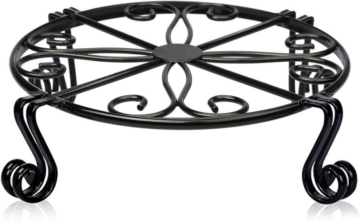 Black Plant Stand for Flower Pot Heavy Duty Potted Holder Indoor Outdoor Metal Rustproof Iron Garden Container Round Supports Rack for Planter Bronze, Pumpkin Stand Outdoor (12 x 3.1 Inches, Black) : Garden & Outdoor