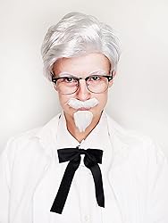 ALLAURA Old Man Colonel Sanders Wig + White Beard
