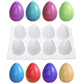 Liiaiyter 8 Cavity Silicone Egg Molds - Easter Egg Shaped Fondant Mold for Chocolate, Candy, Ice Cream, Mousse Cake, Soap, Resin, Lotion Bar, Ice Cube (Egg-8 Cavity)