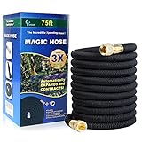 Garden Hose Expandable Magic Water Hose Solid Brass Connector Durable Latex Core & Strength Fabric 3/4 Solid Brass Fittings (75FT)