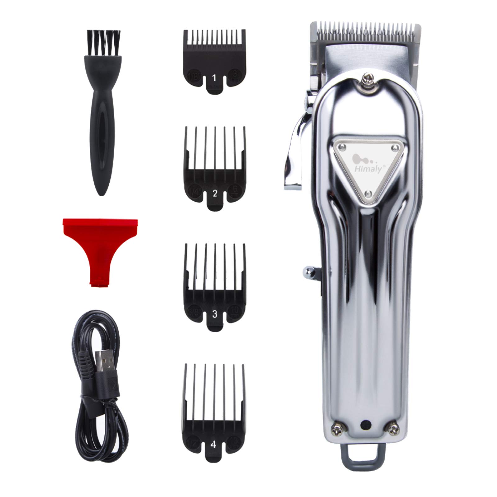 Professional Hair Clippers - Electric Cordless Hair Clippers Rechargeable Beard Trimmer Cordless Grooming Kit with 4 Guide Combs for Men and Women Silver