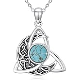 TRISHULA Celtic Moon Necklace for Women 925 Sterling Silver Celtic Knot Claddagh Pendant Necklace Crescent Irish Celtics Jewelry Gift for Women Christmas Gifts