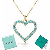 Sheplus Gift for Wife - Natural Turquoise Heart Pendant Gold Necklace Dainty Charm Non 14K Real Gold Plated Love Authentic Real Western Pendant Jewelry for Women