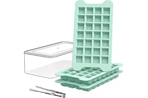 Ice Cube Tray for Freezer with Bin: FDDBI 1Inch Easy Release Ice Cube Maker with Lid and Bin - Stacking Ice Making Tray with Covered Ice Bin - 3 Pack Ice Tray for Freezing Herbs