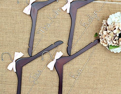 Set of 4 Personalized Bridal Hangers, Custom Hanger, Wedding Party Hangers, Bridesmaid Gift, Bride Hanger