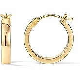Gacimy Flatted Hoop Earrings for Women 14K Gold Plated with 925 Sterling Silver Post