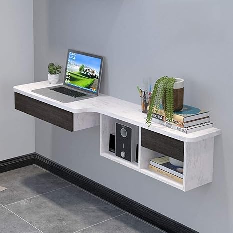 Amazon テレビスタンドtv機器の収納コンソールのコンピューターの机の机の机の棚がぶら下がっている居間やベッドのためのテレビの棚をぶら下げます Color Grayish White Left Drawer Size 140cm オープンシェルフ ラック オンライン通販