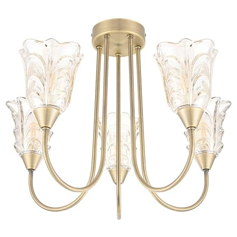 Pelham 5 Light Semi Flush Ceiling Light Antique Brass Amazon Co