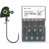 Fish Eye Swimbait Fishing Jig Heads for Bass Fresh&amp;Saltwater | Life-Like Design, 3D Eyes with Details, Dual-Wire Bait Keeper System 1/8 3/16 1/4 3/8 1/2oz