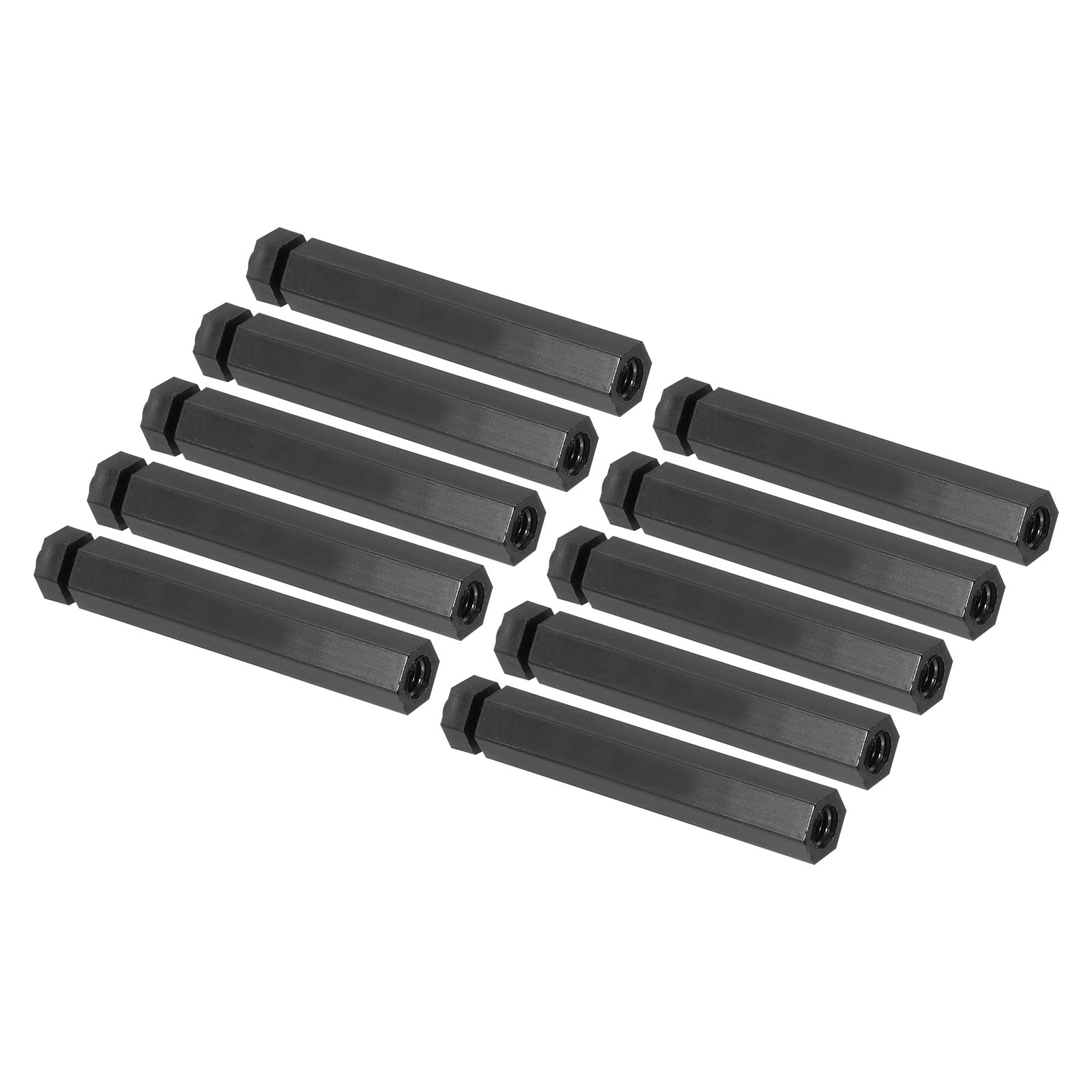 PATIKIL M4 Nylon Hex Standoff Screws Nuts, 1Set/50Pack PCB Male Female Threaded Kit for Motherboards, Computer Cases, Circuit Boards, Electronics (40mm+5mm, Black)