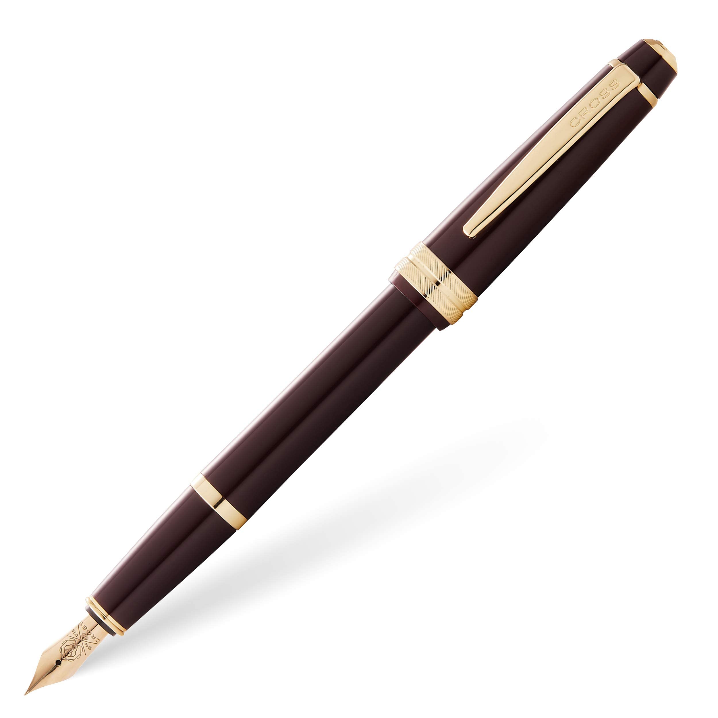 CROSS Bailey Light Polished Burgundy Resin and Gold Tone Fine Nib Fountain Pen