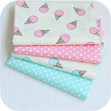 Amazon 室内装飾用ファブリック アイスクリーム100 コットンツイル生地プリント綿布diy縫製キルティングドレス素材と人形 ピンクドット 150x160cm Blue Shore ホーム キッチン 通販