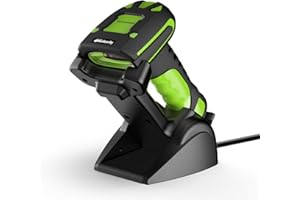 Alacrity Wireless Charging Barcode Scanner, 1D/2D Symbologies, Global Shutter Scan Sensor, Long-Distance 433MHz Wireless & Bluetooth Connectivity, Industrial Shock and Dust-Proof Barcode Reader, Green