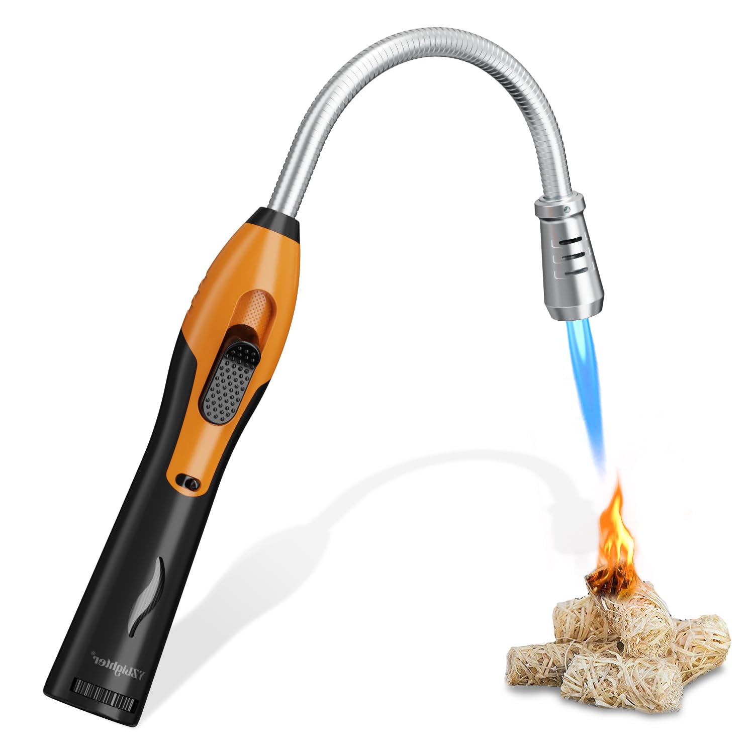 Photo 1 of **FOR PARTS ONLY**
 Butane Lighter Torch Long Lighter Refillable Lighter Windproof with Visual Fuel Window Flexible Extra Long Torch Lighter for Fireplace Candles (No Butane Included) (Orange, 1 Pack)